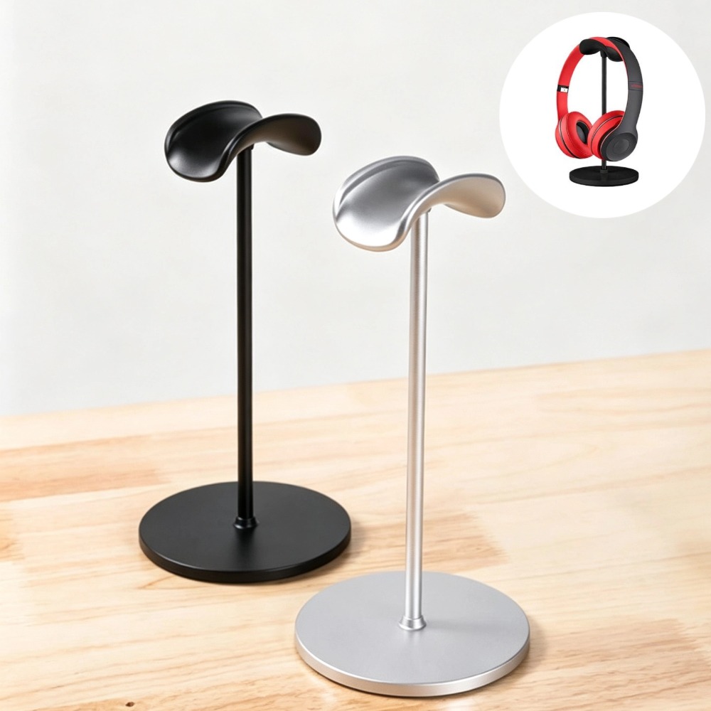 Headset Stand - Bureauhoofdtelefoonstandaard, gebogen ABS-headsethouder, antislipbasis, displayrek voor