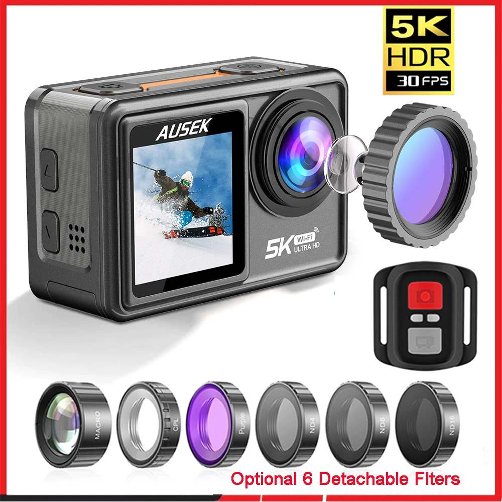 Webcam 4K - AUSEK M81TR Actiecamera 5K 4K60FPS 50MP