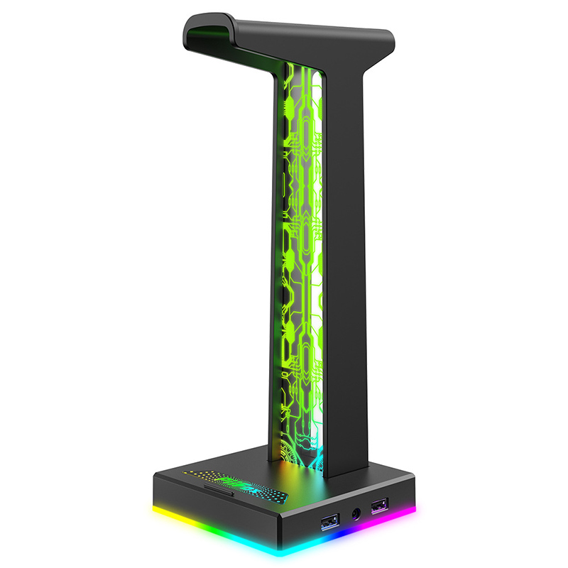 Headset Stand - RGB Gaming Hoofdtelefoonstandaard Dubbele USB-poort 3,5