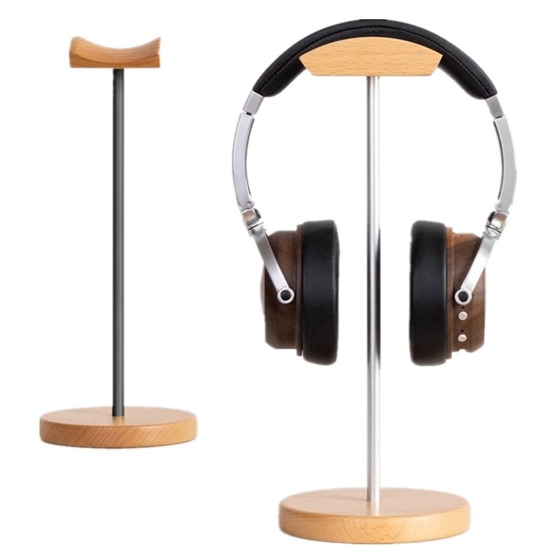 Headset Stand - Houten en aluminium hoofdtelefoonstandaard van zwart