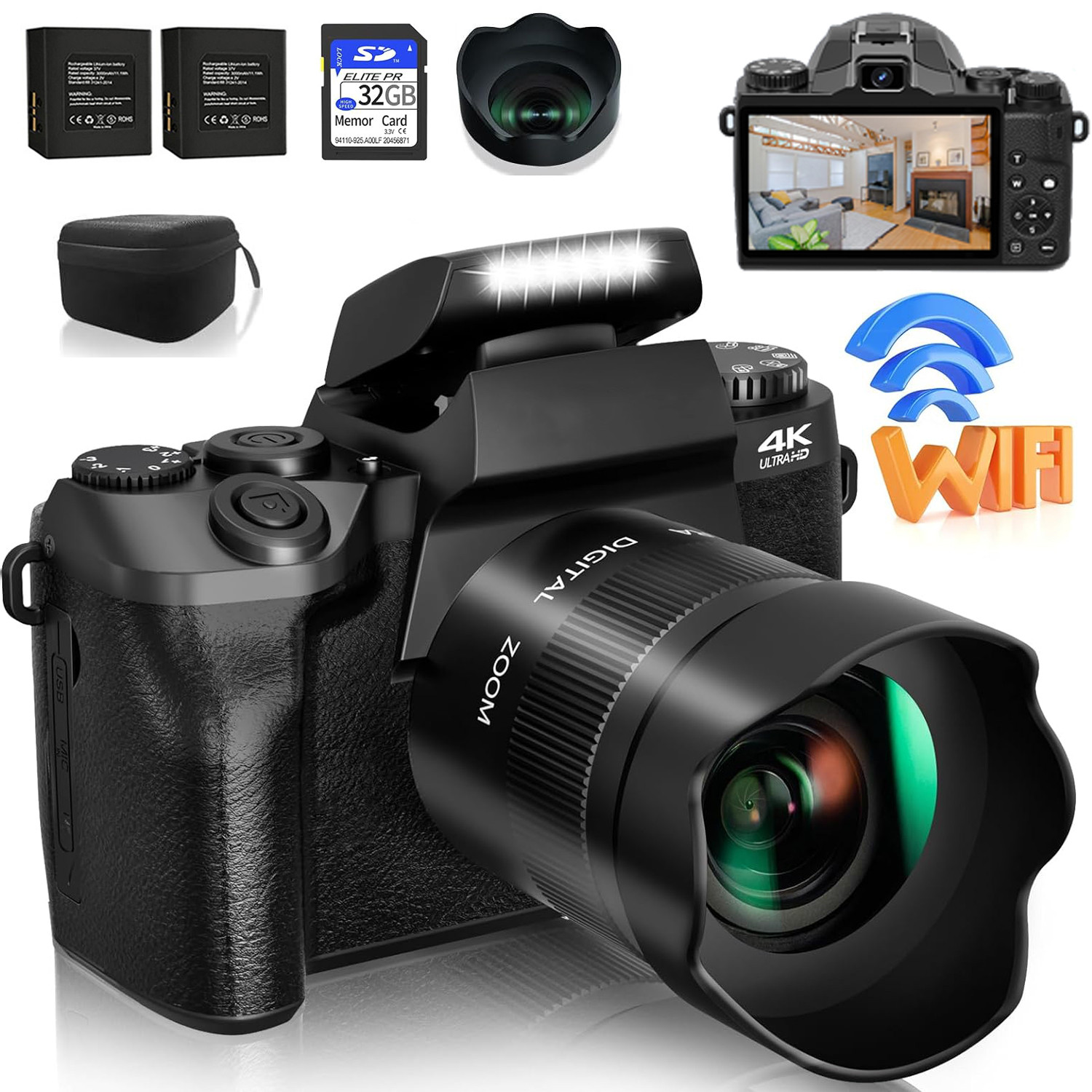 Webcam 4K - 64MP Digitale Camera SLR DSLR Voor