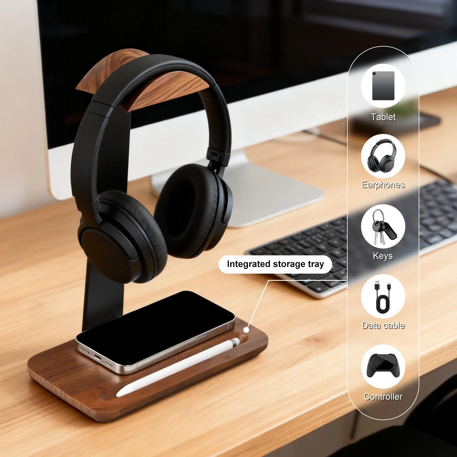Universele houten hoofdtelefoo - Headset Stand recensie en prijs